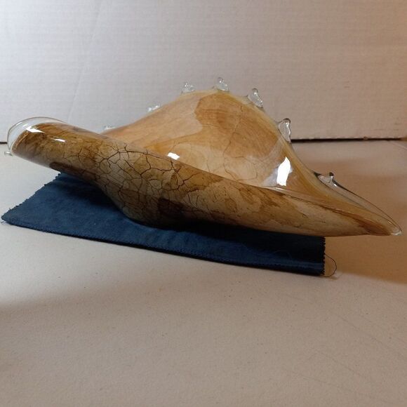 Handmade Sea Shell w/ Spirder Vein pattern Art Glass Centerpiece Countrycore - Picture 2 of 11